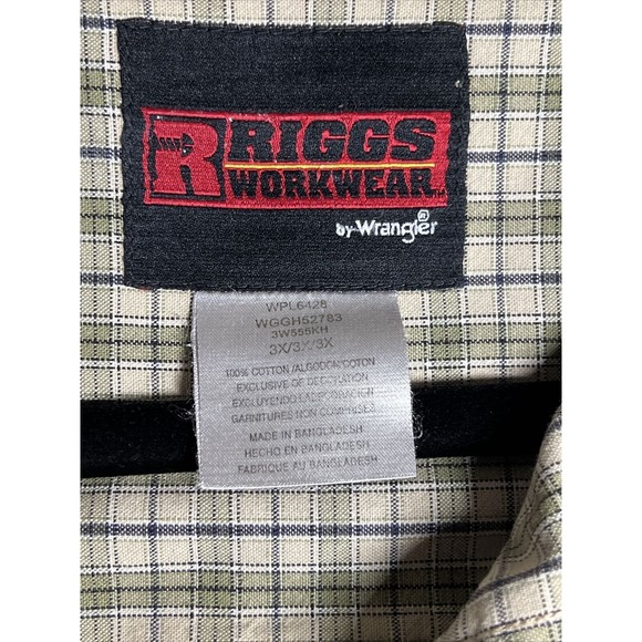 Men's Riggs by Wrangler Long Sleeve Work Shirt 3XL Plaid - Picture 5 of 7